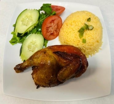 Com Cornish Hen with Butter Rice.