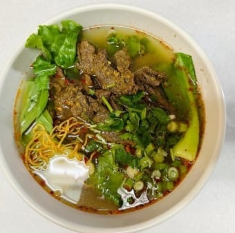 Egg Noodle Satay Beef.