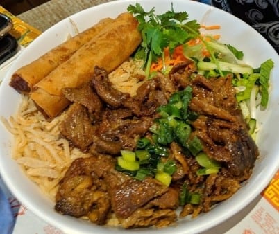 Bun Shredded Pork, Grilled Pork, Egg Rolls.