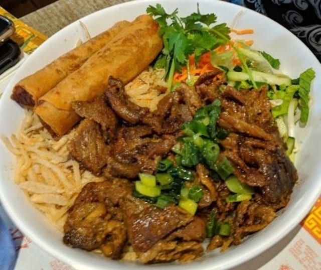 Bun Shredded Pork, Grilled Pork, Egg Rolls.