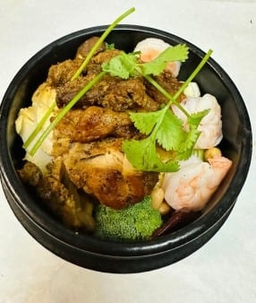 Clay Pot Rice with Chicken, Pork, or Shrimp.