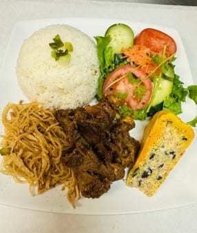 Com Shredded Pork, Egg Quiche, Grilled Pork.