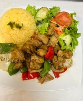 Diced Garlic Teriyaki Chicken Butter Rice.