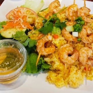 Grilled Shrimp Skewer with Fried Rice