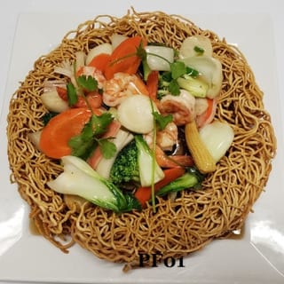 Pan-Fried Crispy Seafood Egg Noodle